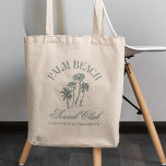 Retro Luxe Beach Social Klubb Logotyp Bachelorette Tygkasse<br><div class="desc">Retro Luxe Beach Bachelorette Logotyp Social Klubb Aesthetic Handflatan Träd Anpassningsbar Bachelorette Tote bags med personlig namn på baksidan.</div>