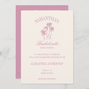 Retro Luxe Rosa Handflatan Bachelorette Logotyp Gi Inbjudningar