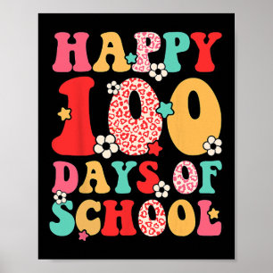 Retro Lycklig 100-dagen för skollärare Kid Lycklig Poster