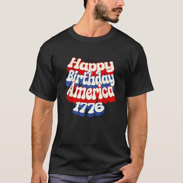 Retro Lycklig 250:e födelsedagen Amerika 1776 2026 T Shirt (Framsida)