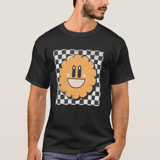 Retro Lycklig Ansikte har kontrollerat Mönster sjö T Shirt (Framsida)