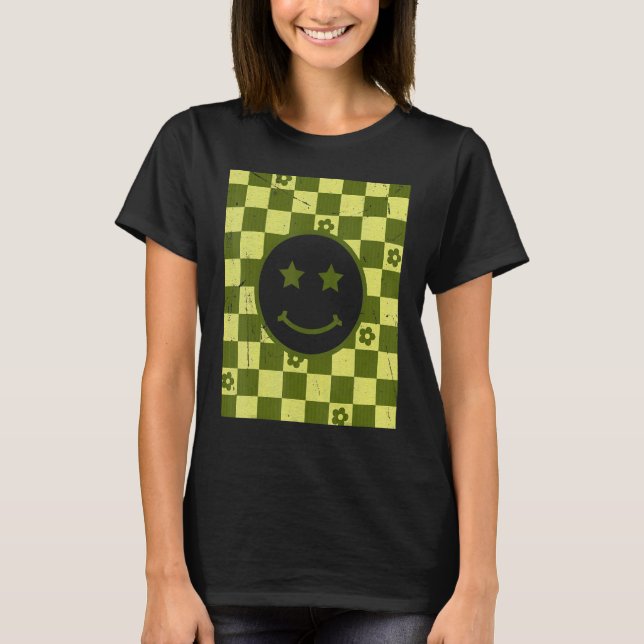 Retro Lycklig Ansikte Kontrollerad Mönster 1 T Shirt (Framsida)