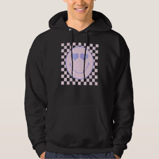 Retro Lycklig Ansikte Kontrollerat Ansikte i Mönst Hoodie