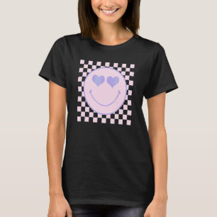 Retro Lycklig Ansikte Kontrollerat Ansikte i Mönst T Shirt