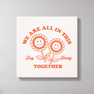 Retro Lycklig-blomma grafik Canvastryck