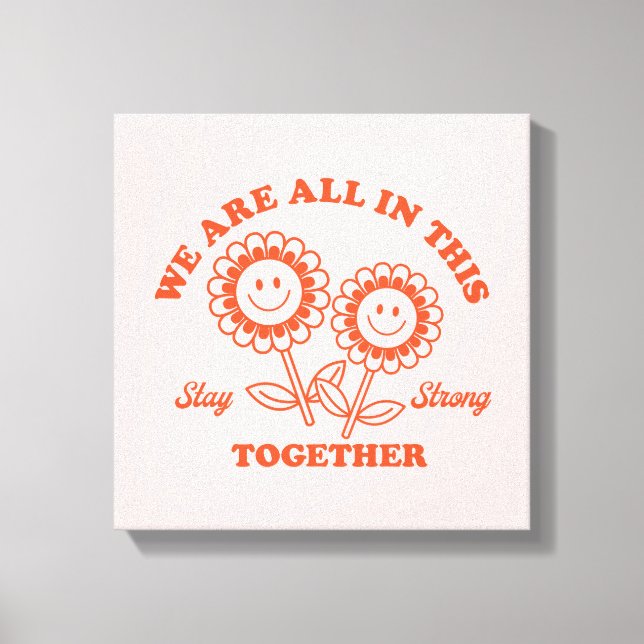 Retro Lycklig-blomma grafik Canvastryck (Framsida)