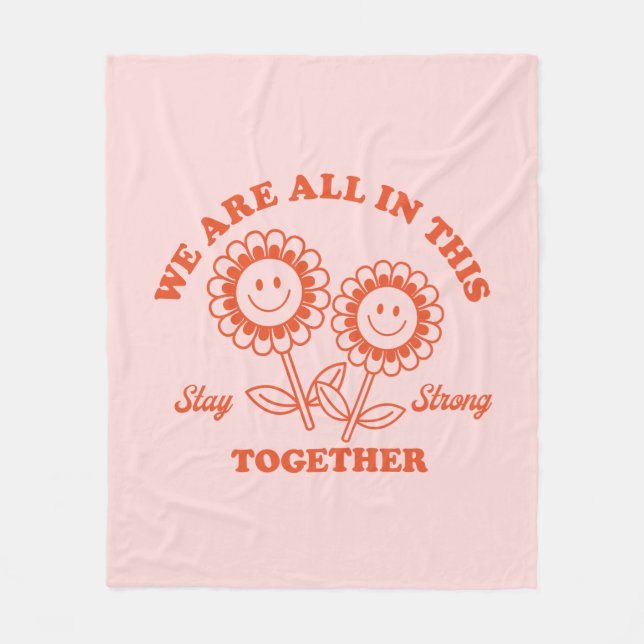 Retro Lycklig-blomma grafik Fleecefilt (Framsidan)