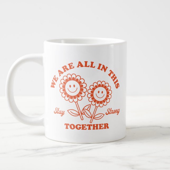 Retro Lycklig-blomma grafik Jumbo Mugg (Vänster)