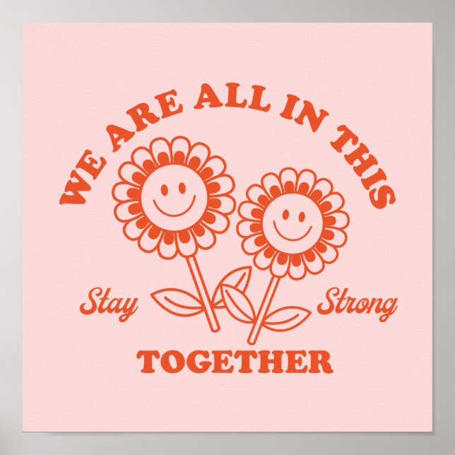 Retro Lycklig-blomma grafik Poster (Framsidan)