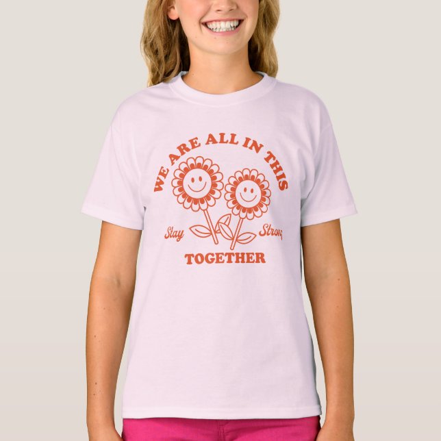 Retro Lycklig-blomma grafik T Shirt (Framsida)