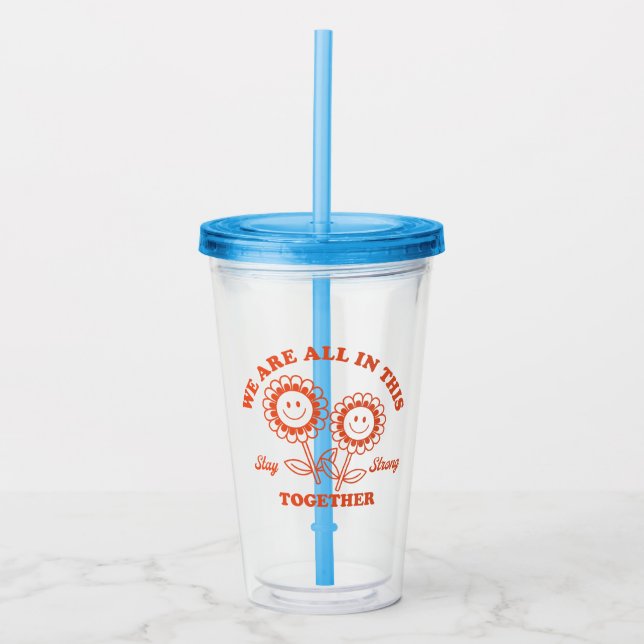 Retro Lycklig-blomma grafik Take Away Mugg (Framsida)