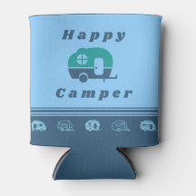 Retro Lycklig Camper Kan kyla i blått och skalat