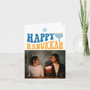 Retro Lycklig Hanukkah Personlig Photo Kort