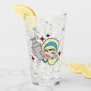 Retro Lycklig Hour Girl Glass Kopp