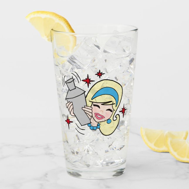 Retro Lycklig Hour Girl Glass Kopp (Framsida Ice)
