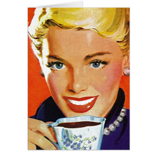 Retro lycklig i tomma kort för förorternakaffeTea