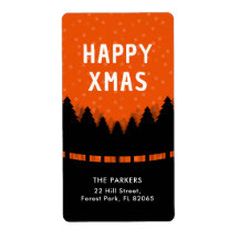 Retro Lycklig Julafton med gräs träd och snö