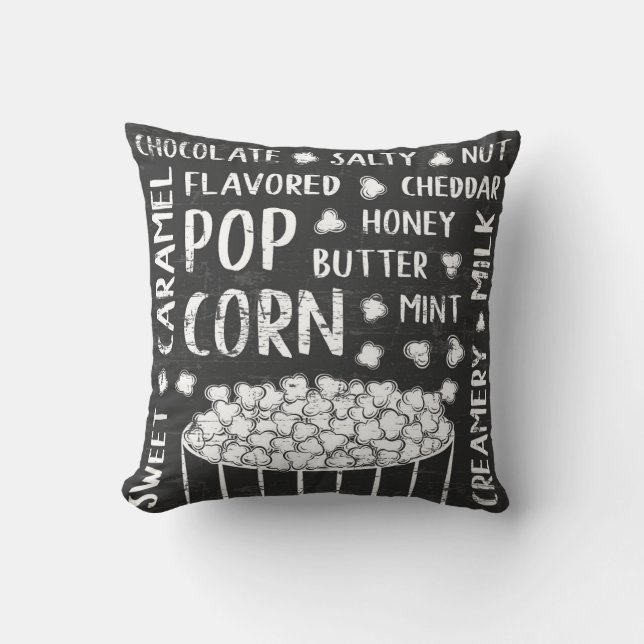 Retro Lycklig Popcorn Party Dekorativ kudde (Framsida)