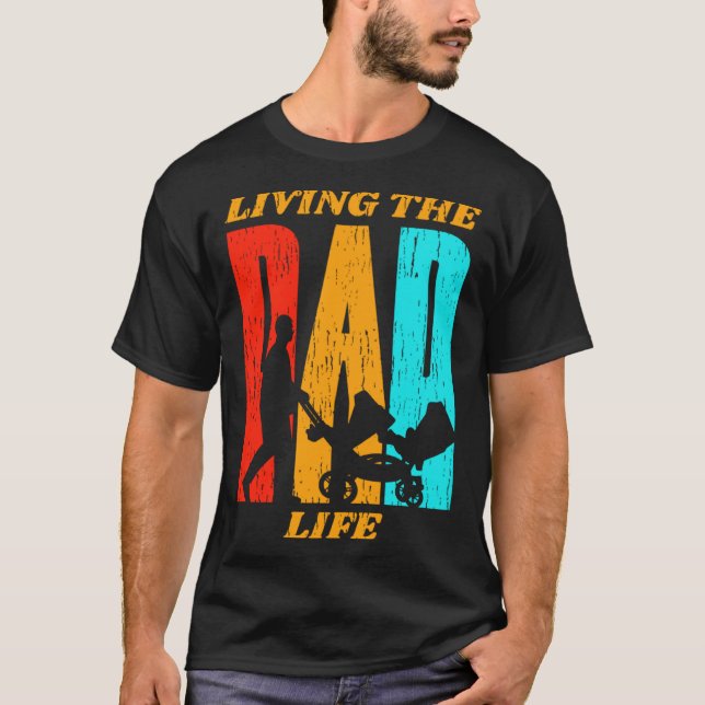 Retro Lycklig Pushstol Gemini Pappa Far dag T Shirt (Framsida)