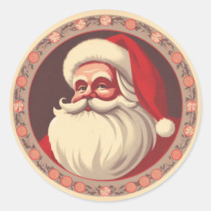 Retro Lycklig Santa Vintage Runt Klistermärke