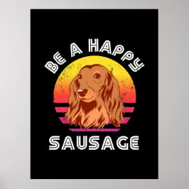 Retro Lycklig Sause Hund Poster