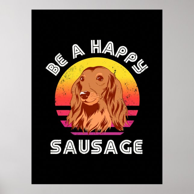 Retro Lycklig Sause Hund Poster (Framsidan)