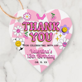 Retro Lycklig Smile Ansikte Rosa Kontrollerad Roli Gåvor Etiketter