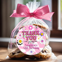 Retro Lycklig Smile Ansikte Rosa Kontrollerad Tack