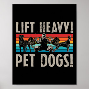 Retro Lyft Tunga Husdjur Hundar Bodybuilding För V Poster