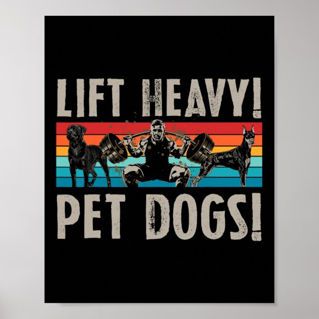 Retro Lyft Tunga Husdjur Hundar Bodybuilding För V Poster (Framsidan)