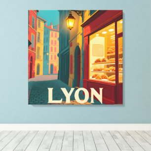Retro Lyon: Fransk Cityscape Canvastryck