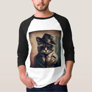 Retro Mafia Cat T Shirt