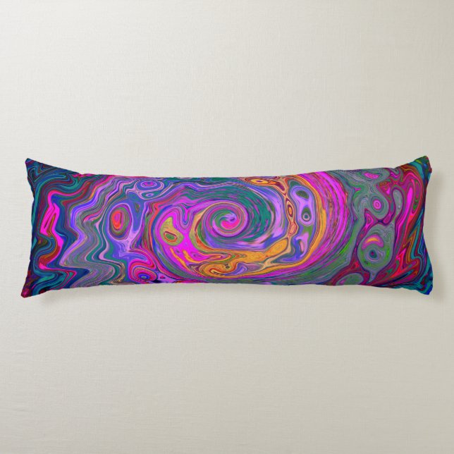 Retro Magenta, Green and Orange Abstract Swirl Kroppskudde (Framsidan)