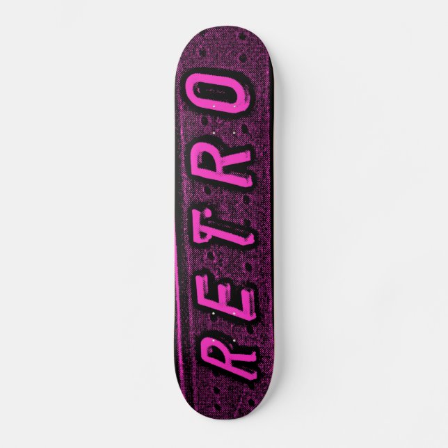 Retro - Magenta och svart Mini Skateboard Bräda 18,7 Cm (Framsida)