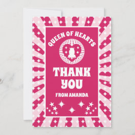 Retro Magenta Queen of Hearts Birthday Tack Inbjudningar