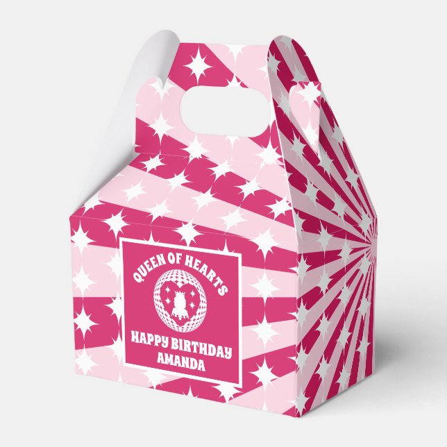 Retro Magenta Queen of Hearts Födelsedagsfest Presentaskar (Baksidan Sidan)