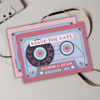 Retro Magenta Rosa Kassettrband Save The Date