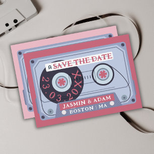 Retro Magenta Rosa Kassettrband Save The Date Spara Datumet