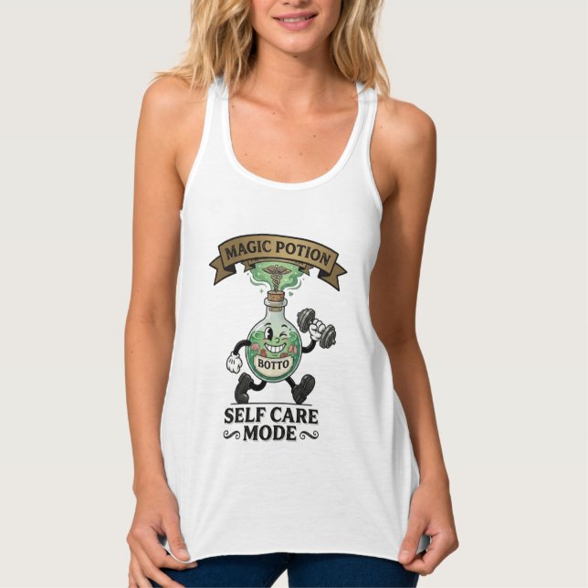 Retro Magic Elixir Självomsorgsläge Fitnesspresent Linne Med Racerback (Framsida)