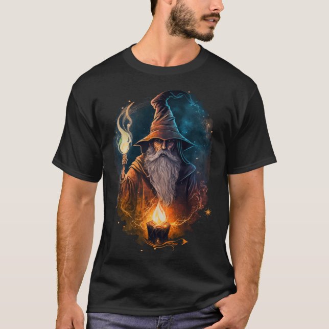 Retro Magic Wizard Fantasy 16 T Shirt (Framsida)
