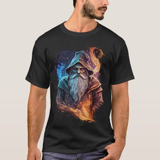 Retro Magic Wizard Fantasy 24 T Shirt (Framsida)
