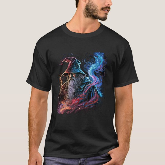 Retro Magic Wizard Fantasy 2 T Shirt (Framsida)