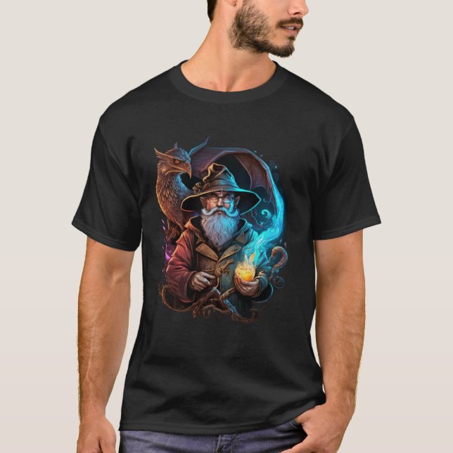 Retro Magic Wizard Fantasy 2 T Shirt (Framsida)