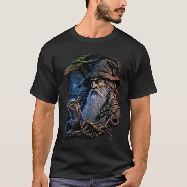 Retro Magic Wizard Fantasy 5 T Shirt (Framsida)