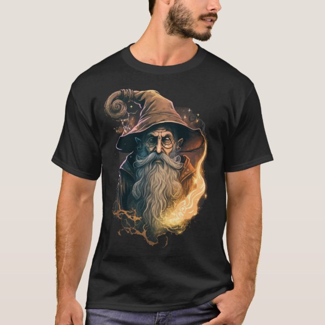 Retro Magical Wizard Fantasy T Shirt (Framsida)