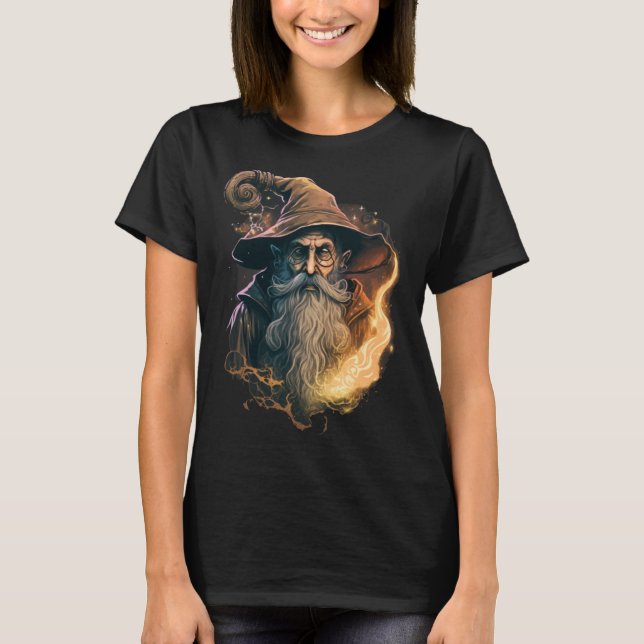 Retro Magical Wizard Fantasy T Shirt (Framsida)