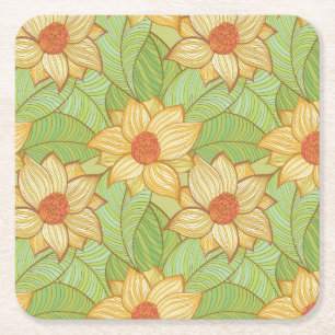Retro Magnolia Mönster Underlägg Papper Kvadrat