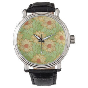 Retro Magnoliamönster Armbandsur