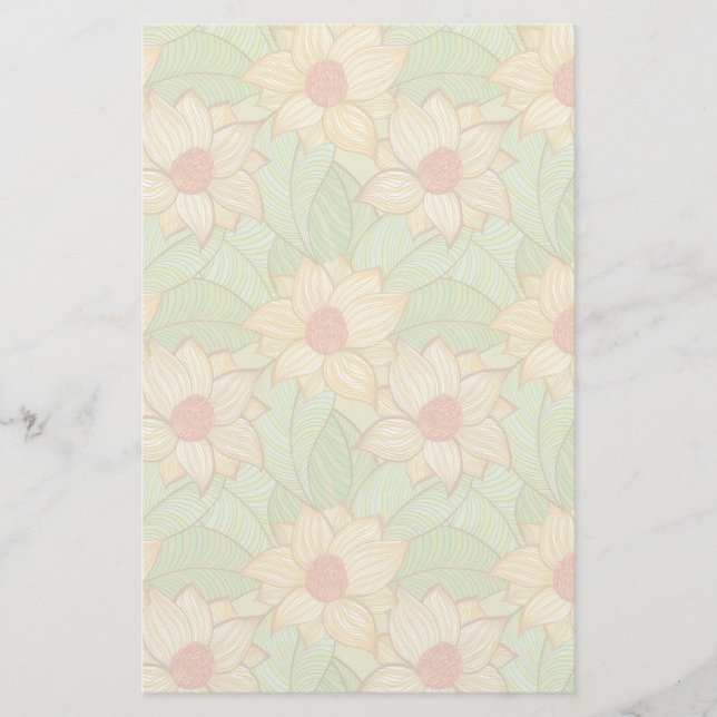 Retro Magnoliamönster Brevpapper (Framsida)