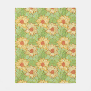 Retro Magnoliamönster Fleecefilt